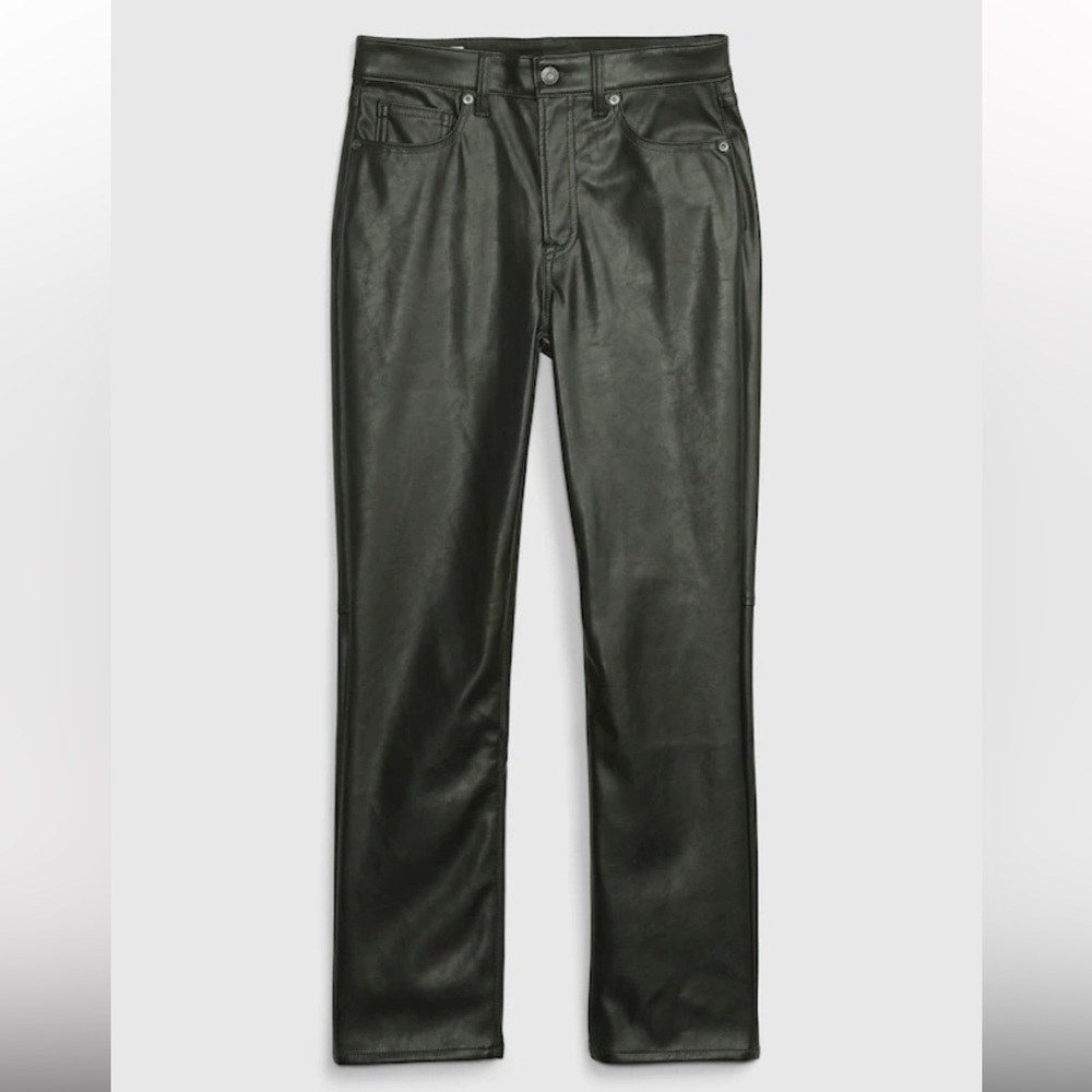 NWT Gap Faux Leather High Rise Vintage Slim Pants in Mistletoe Green